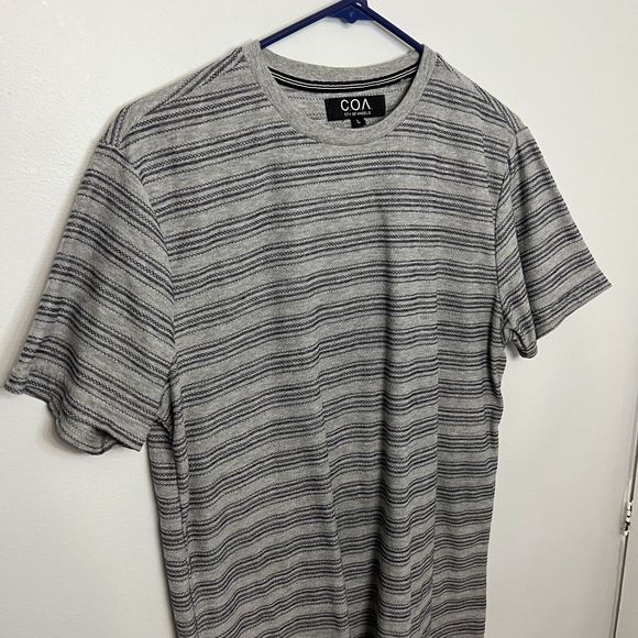 City of Angels COA T Shirt Mens Large Knit Striped Short Sleeve Casual Gray NWOT - Picture 2 of 8